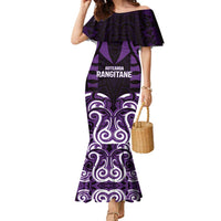 Custom Aotearoa Rangitane Family Matching Mermaid Dress and Hawaiian Shirt Maori Pattern New Zealand DT05 Mom's Dress Purple - Polynesian Pride