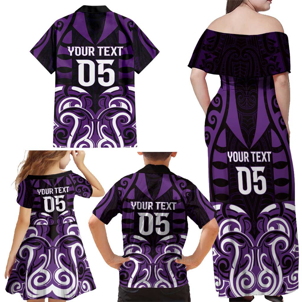 Custom Aotearoa Rangitane Family Matching Off Shoulder Maxi Dress and Hawaiian Shirt Maori Pattern New Zealand - Polynesian Pride
