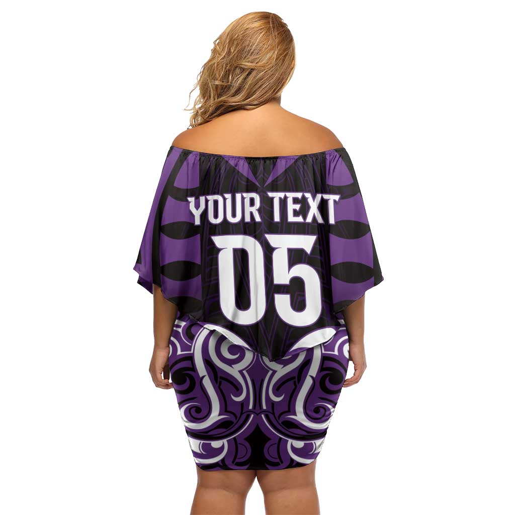 Custom Aotearoa Rangitane Family Matching Off Shoulder Short Dress and Hawaiian Shirt Maori Pattern New Zealand - Polynesian Pride