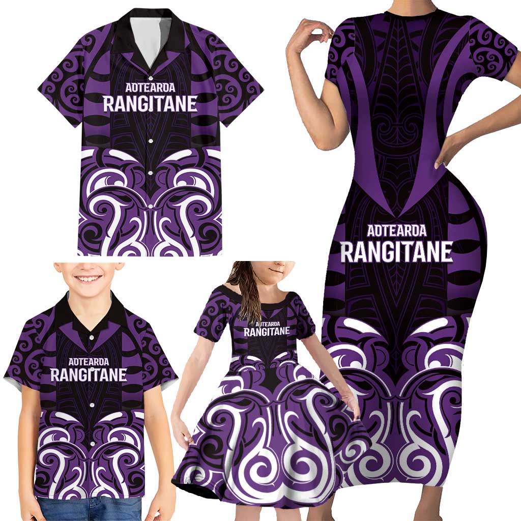 Custom Aotearoa Rangitane Family Matching Short Sleeve Bodycon Dress and Hawaiian Shirt Maori Pattern New Zealand DT05 - Polynesian Pride
