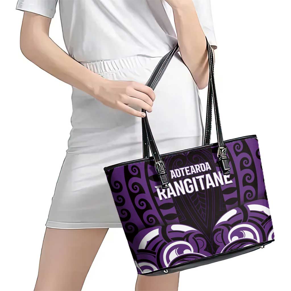 Aotearoa Rangitane Leather Tote Bag Maori Pattern New Zealand - Polynesian Pride