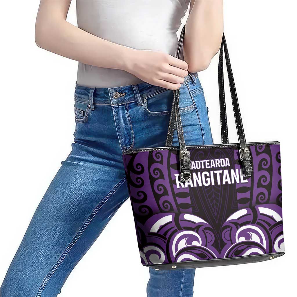 Aotearoa Rangitane Leather Tote Bag Maori Pattern New Zealand - Polynesian Pride