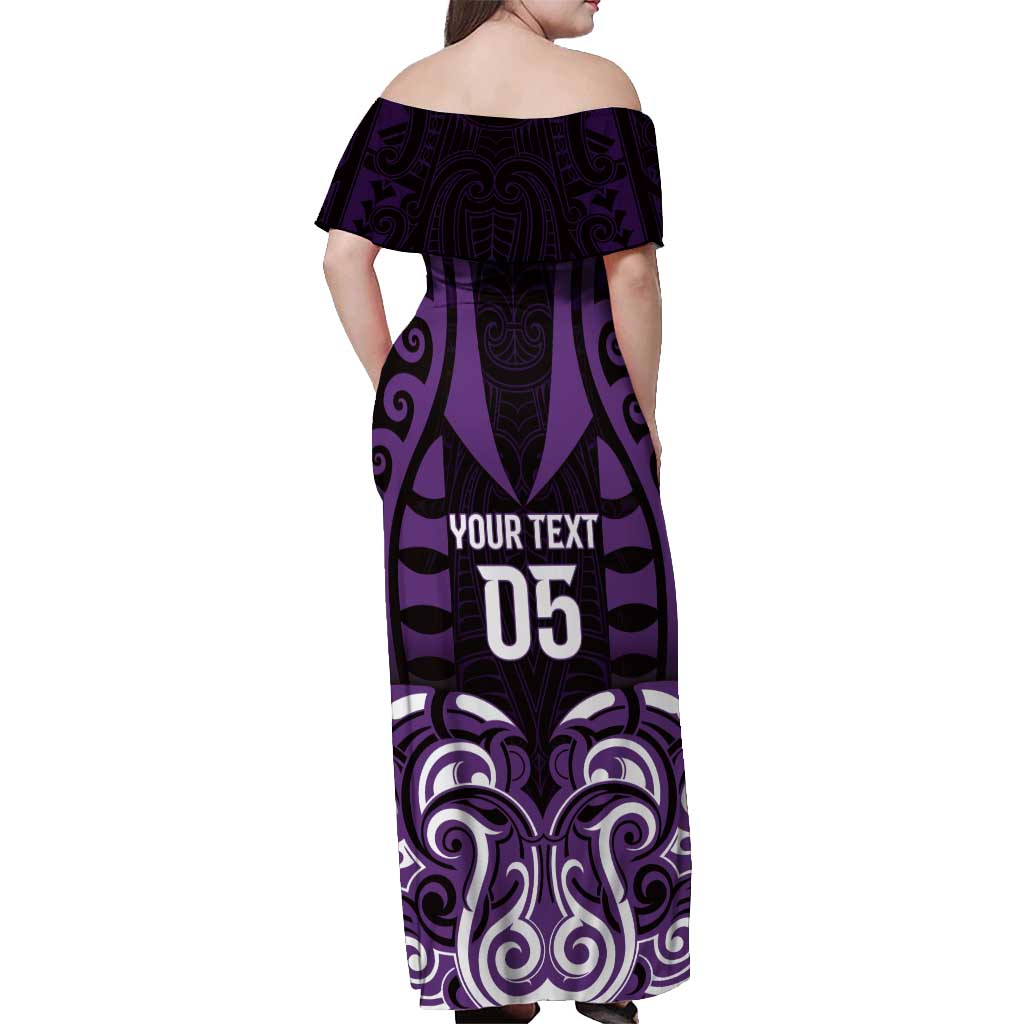 Custom Aotearoa Rangitane Off Shoulder Maxi Dress Maori Pattern New Zealand - Polynesian Pride