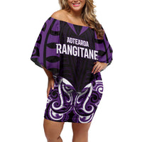 Custom Aotearoa Rangitane Off Shoulder Short Dress Maori Pattern New Zealand - Polynesian Pride