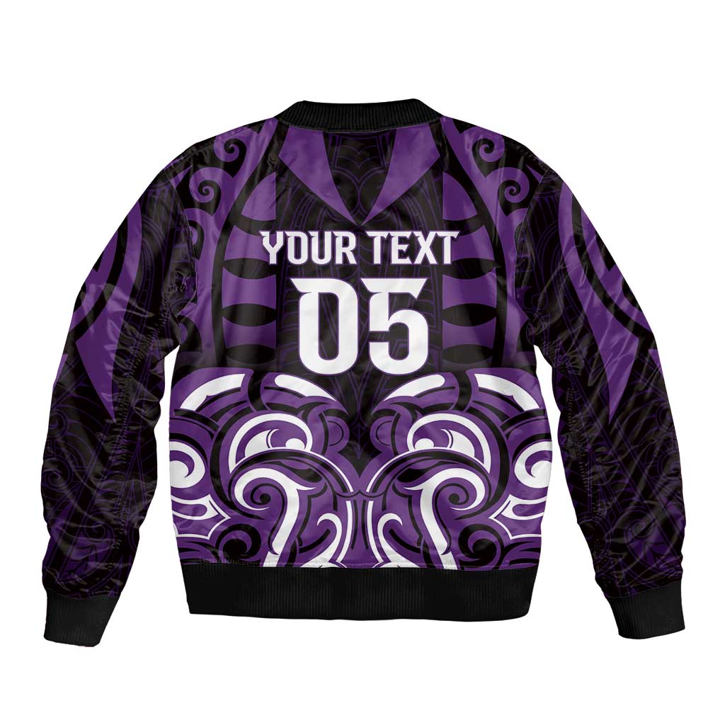 Custom Aotearoa Rangitane Sleeve Zip Bomber Jacket Maori Pattern New Zealand - Polynesian Pride