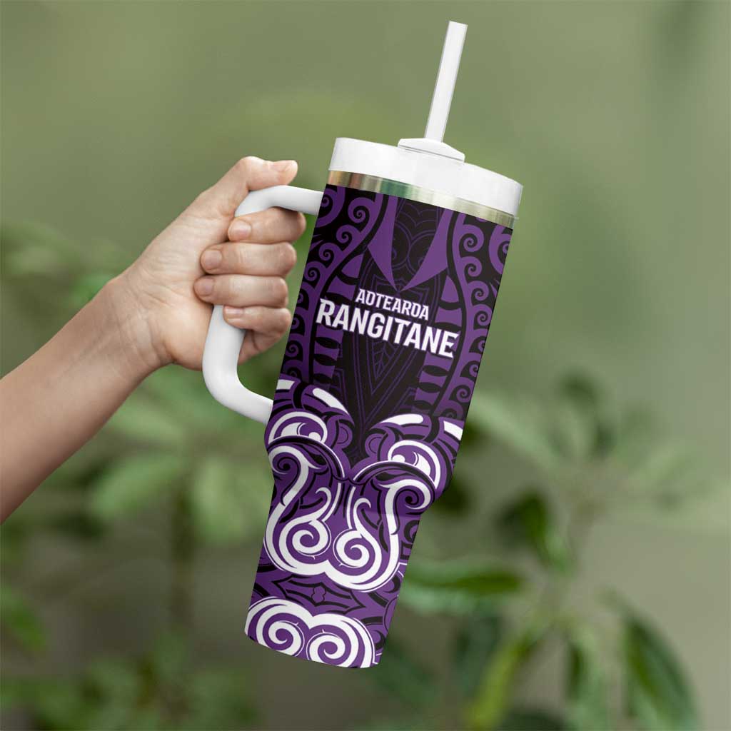 Custom Aotearoa Rangitane Tumbler With Handle Maori Pattern New Zealand - Polynesian Pride