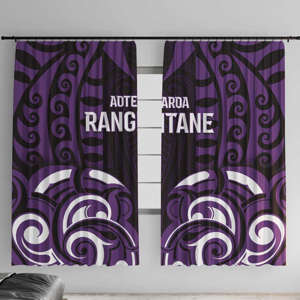 Aotearoa Rangitane Window Curtain Maori Pattern New Zealand DT05 With Hooks Purple - Polynesian Pride