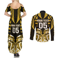 Custom Aotearoa Taranaki Couples Matching Summer Maxi Dress and Long Sleeve Button Shirt Maori Pattern New Zealand - Polynesian Pride