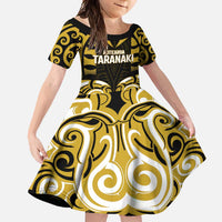 Custom Aotearoa Taranaki Family Matching Long Sleeve Bodycon Dress and Hawaiian Shirt Maori Pattern New Zealand DT05 Daughter's Dress Yellow - Polynesian Pride