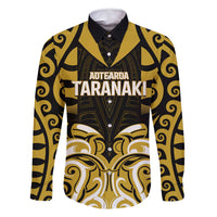 Custom Aotearoa Taranaki Family Matching Mermaid Dress and Hawaiian Shirt Maori Pattern New Zealand DT05 Dad's Shirt - Long Sleeve Yellow - Polynesian Pride