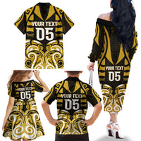 Custom Aotearoa Taranaki Family Matching Off The Shoulder Long Sleeve Dress and Hawaiian Shirt Maori Pattern New Zealand - Polynesian Pride