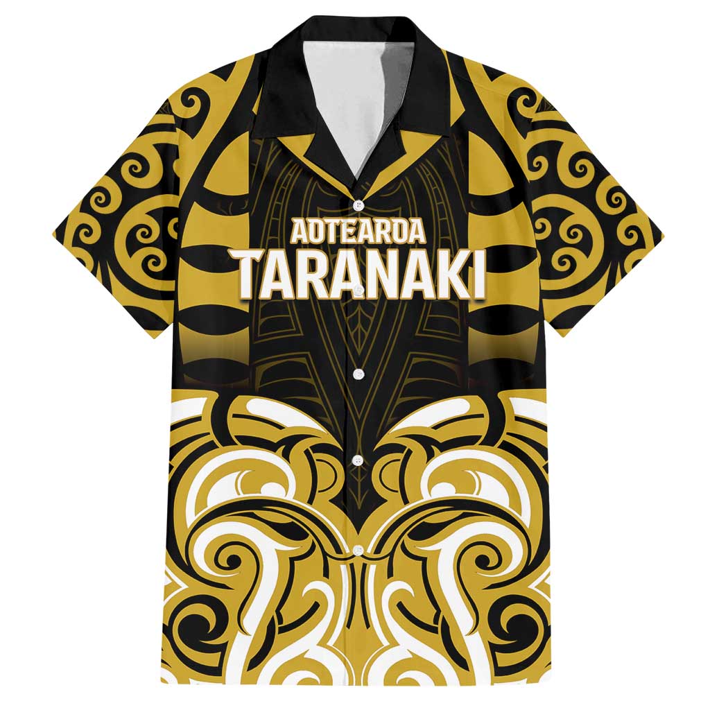 Custom Aotearoa Taranaki Family Matching Off Shoulder Maxi Dress and Hawaiian Shirt Maori Pattern New Zealand DT05 Dad's Shirt - Short Sleeve Yellow - Polynesian Pride