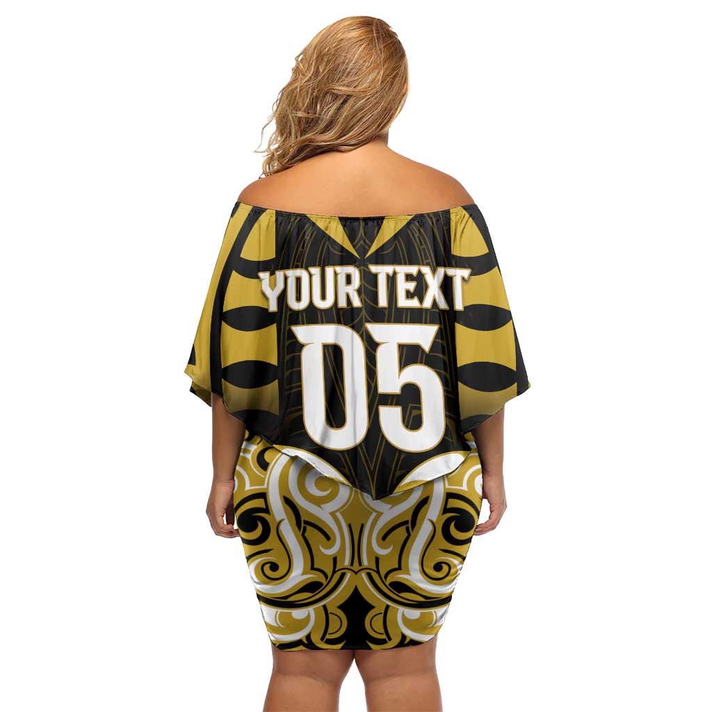 Custom Aotearoa Taranaki Family Matching Off Shoulder Short Dress and Hawaiian Shirt Maori Pattern New Zealand DT05 - Polynesian Pride