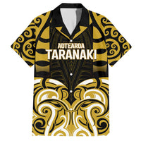 Custom Aotearoa Taranaki Family Matching Short Sleeve Bodycon Dress and Hawaiian Shirt Maori Pattern New Zealand DT05 Dad's Shirt - Short Sleeve Yellow - Polynesian Pride