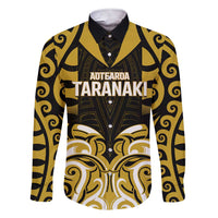 Custom Aotearoa Taranaki Family Matching Short Sleeve Bodycon Dress and Hawaiian Shirt Maori Pattern New Zealand DT05 Dad's Shirt - Long Sleeve Yellow - Polynesian Pride