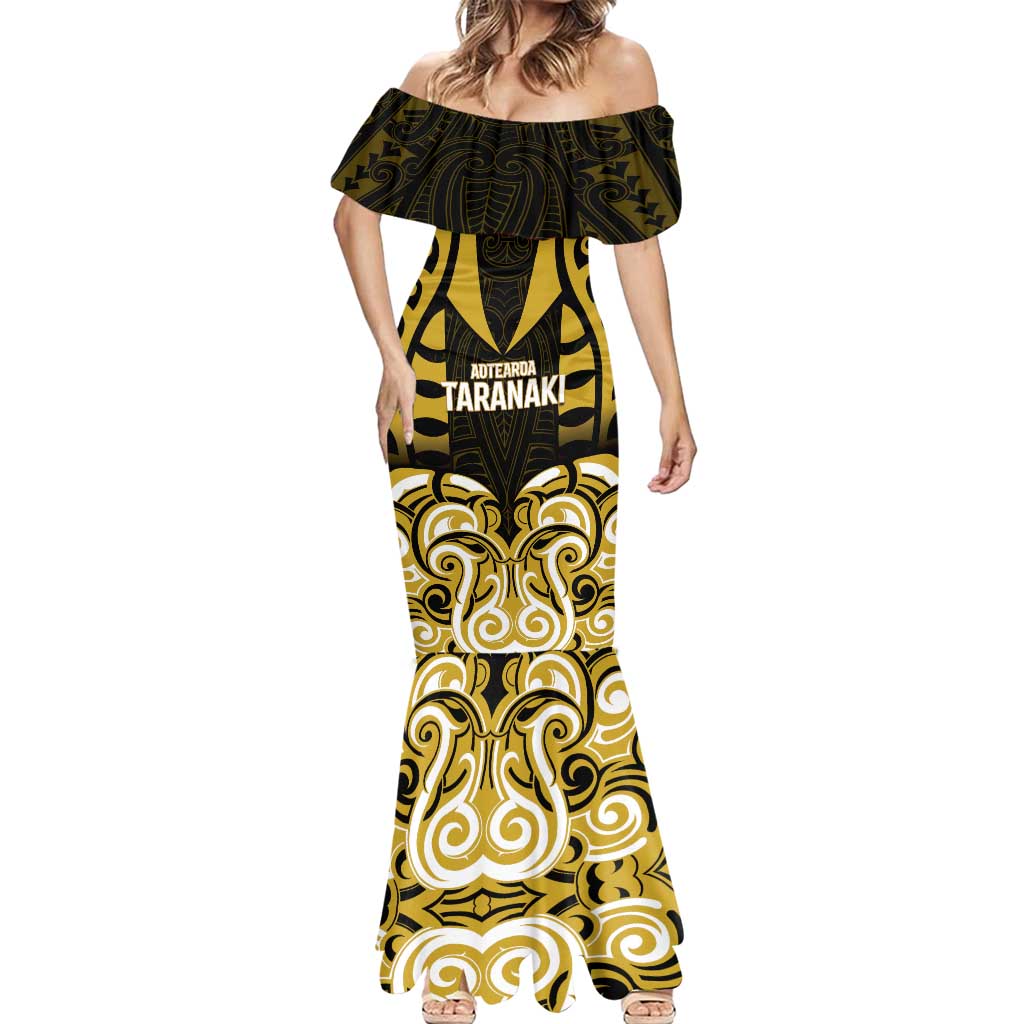 Custom Aotearoa Taranaki Mermaid Dress Maori Pattern New Zealand - Polynesian Pride