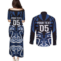 Custom Aotearoa Ngati Tuwharetoa Couples Matching Puletasi and Long Sleeve Button Shirt Maori Pattern New Zealand - Polynesian Pride