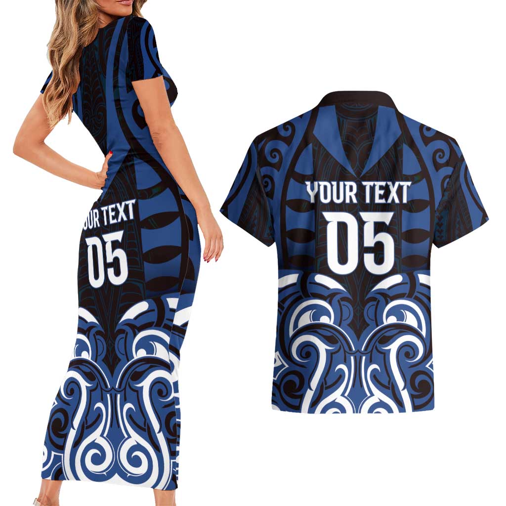 Custom Aotearoa Ngati Tuwharetoa Couples Matching Short Sleeve Bodycon Dress and Hawaiian Shirt Maori Pattern New Zealand DT05 - Polynesian Pride
