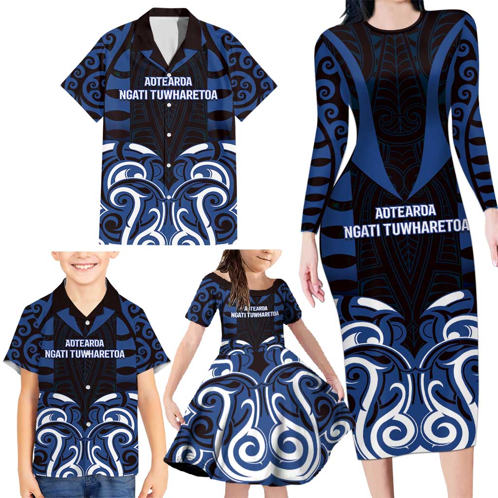 Custom Aotearoa Ngati Tuwharetoa Family Matching Long Sleeve Bodycon Dress and Hawaiian Shirt Maori Pattern New Zealand DT05 - Polynesian Pride