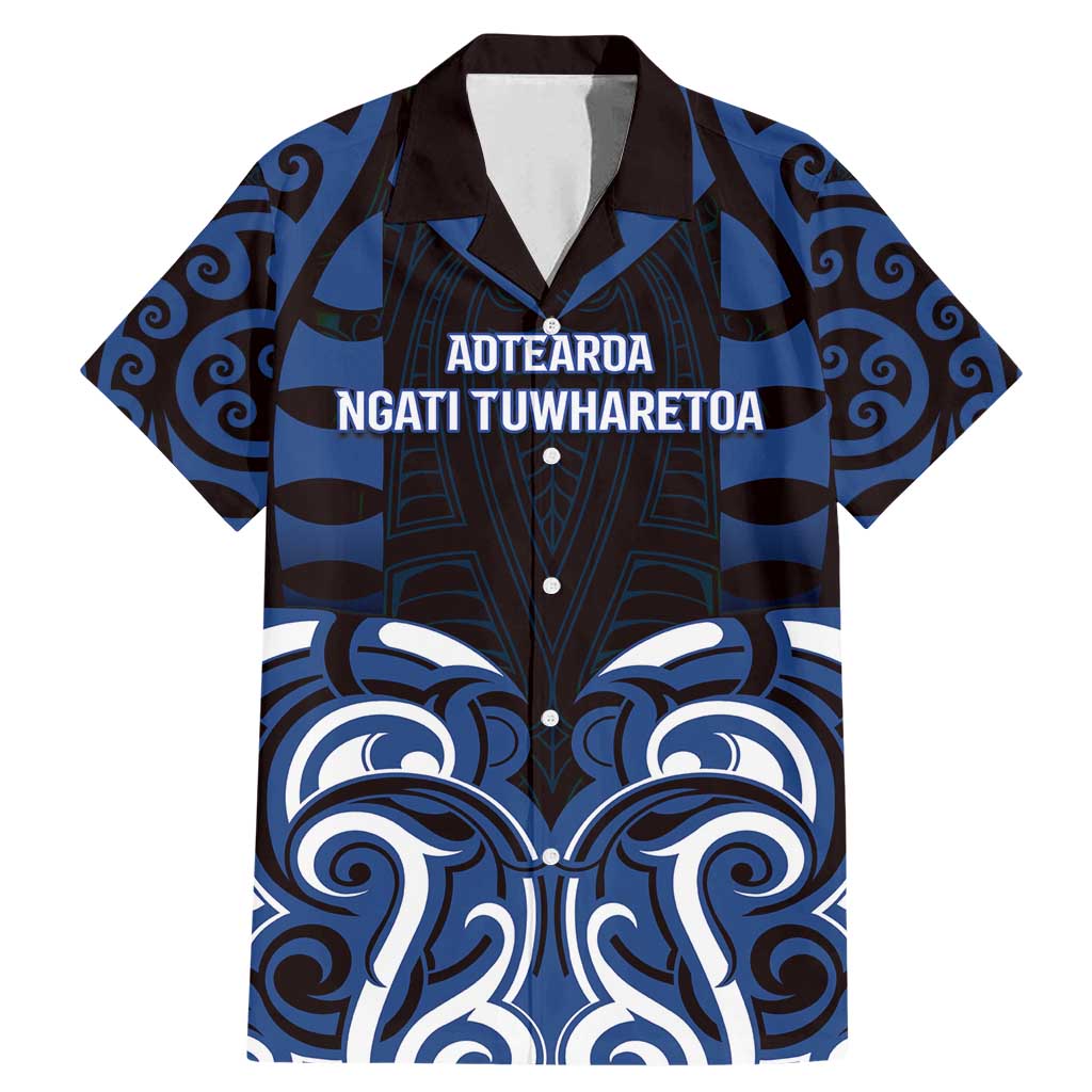 Custom Aotearoa Ngati Tuwharetoa Family Matching Mermaid Dress and Hawaiian Shirt Maori Pattern New Zealand DT05 Dad's Shirt - Short Sleeve Navy - Polynesian Pride