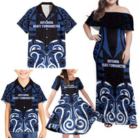 Custom Aotearoa Ngati Tuwharetoa Family Matching Off Shoulder Maxi Dress and Hawaiian Shirt Maori Pattern New Zealand DT05 - Polynesian Pride