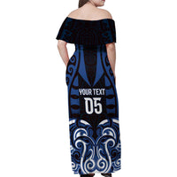 Custom Aotearoa Ngati Tuwharetoa Family Matching Off Shoulder Maxi Dress and Hawaiian Shirt Maori Pattern New Zealand DT05 - Polynesian Pride
