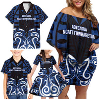 Custom Aotearoa Ngati Tuwharetoa Family Matching Off Shoulder Short Dress and Hawaiian Shirt Maori Pattern New Zealand DT05 - Polynesian Pride