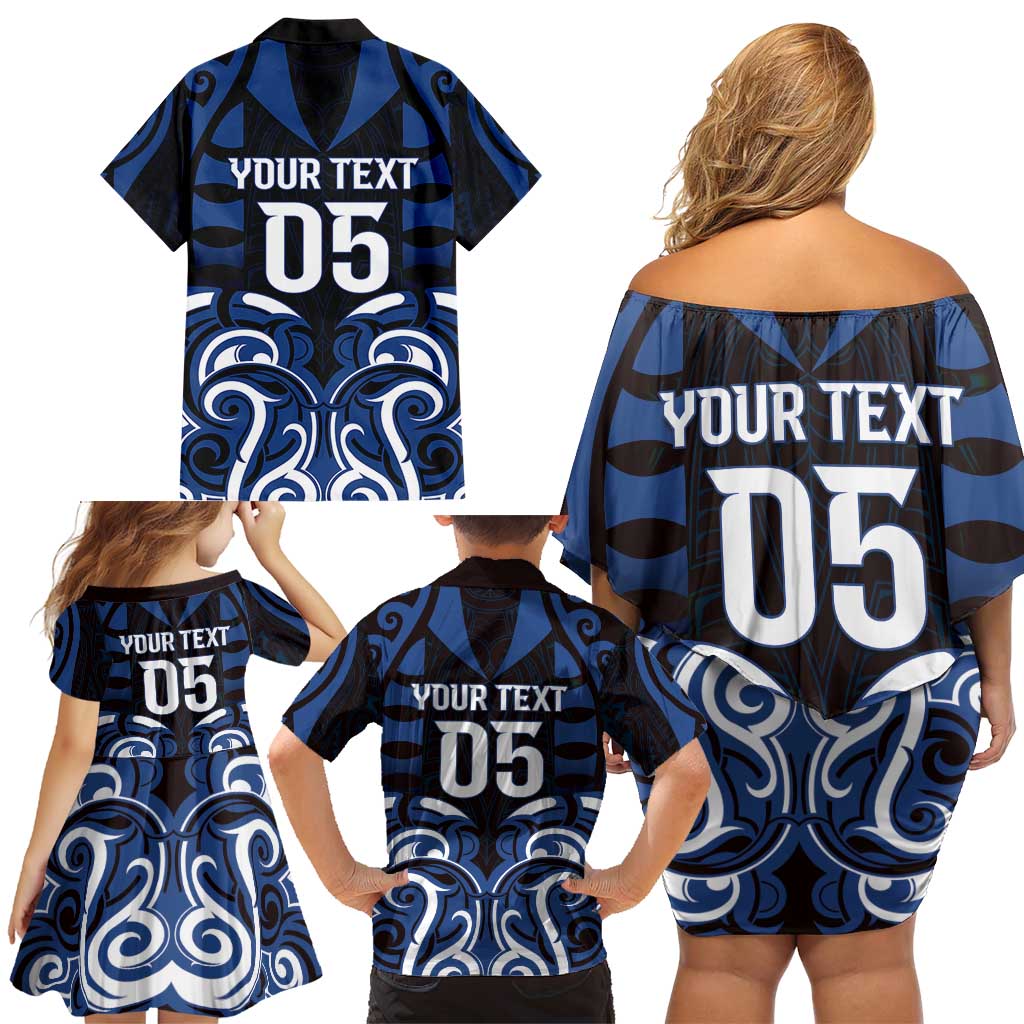 Custom Aotearoa Ngati Tuwharetoa Family Matching Off Shoulder Short Dress and Hawaiian Shirt Maori Pattern New Zealand DT05 - Polynesian Pride