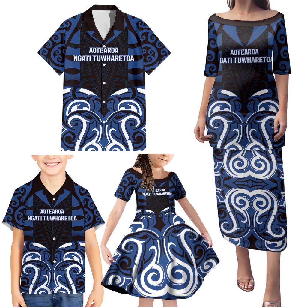 Custom Aotearoa Ngati Tuwharetoa Family Matching Puletasi and Hawaiian Shirt Maori Pattern New Zealand DT05 - Polynesian Pride