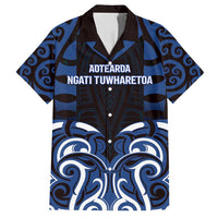 Custom Aotearoa Ngati Tuwharetoa Family Matching Tank Maxi Dress and Hawaiian Shirt Maori Pattern New Zealand DT05 Dad's Shirt - Short Sleeve Navy - Polynesian Pride