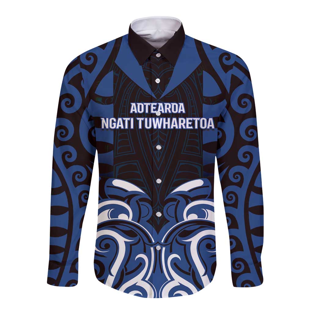 Custom Aotearoa Ngati Tuwharetoa Long Sleeve Button Shirt Maori Pattern New Zealand - Polynesian Pride