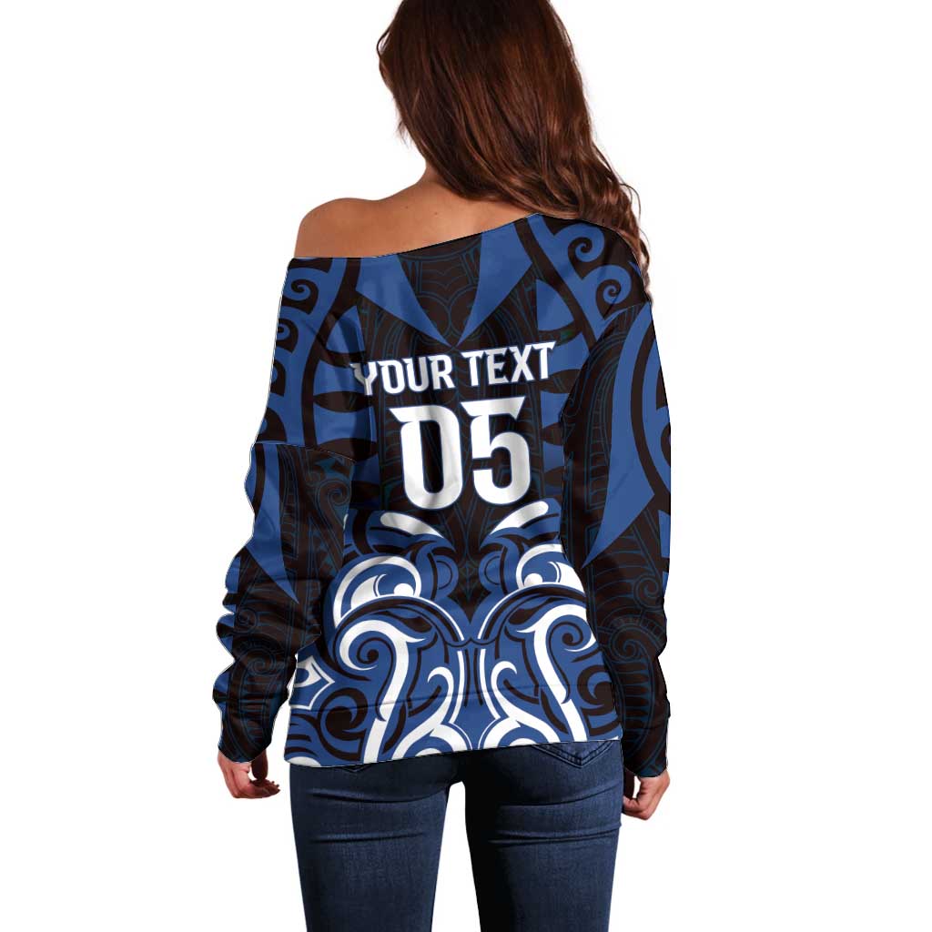Custom Aotearoa Ngati Tuwharetoa Off Shoulder Sweater Maori Pattern New Zealand - Polynesian Pride