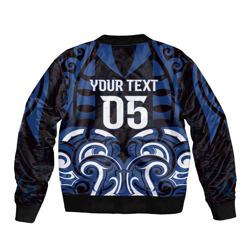 Custom Aotearoa Ngati Tuwharetoa Sleeve Zip Bomber Jacket Maori Pattern New Zealand - Polynesian Pride