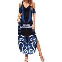 Custom Aotearoa Ngati Tuwharetoa Summer Maxi Dress Maori Pattern New Zealand - Polynesian Pride