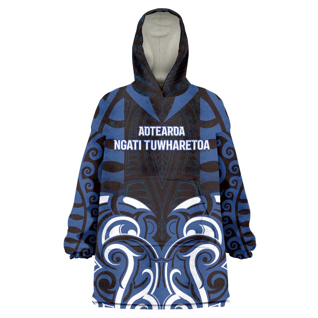 Custom Aotearoa Ngati Tuwharetoa Wearable Blanket Hoodie Maori Pattern New Zealand - Polynesian Pride