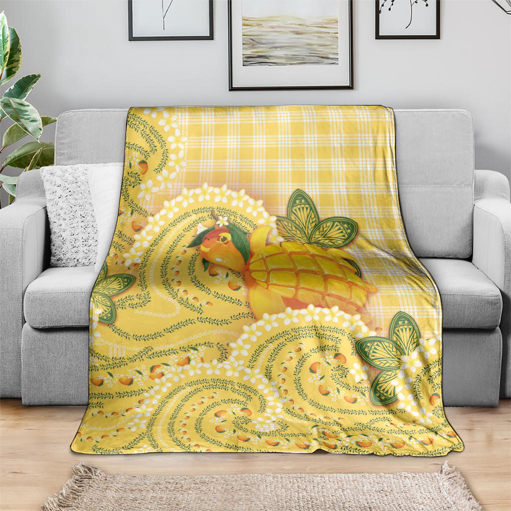 Hawaii Palaka Blanket Cute Ripe Mango Turtle On The Waves