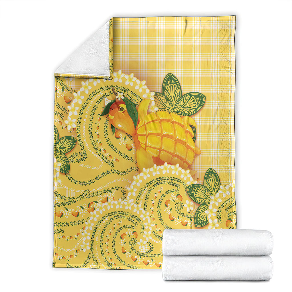 Hawaii Palaka Blanket Cute Ripe Mango Turtle On The Waves