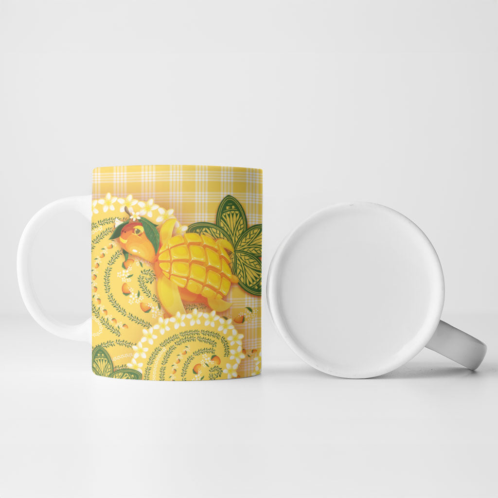 Hawaii Palaka Ceramic Mug Cute Ripe Mango Turtle On The Waves