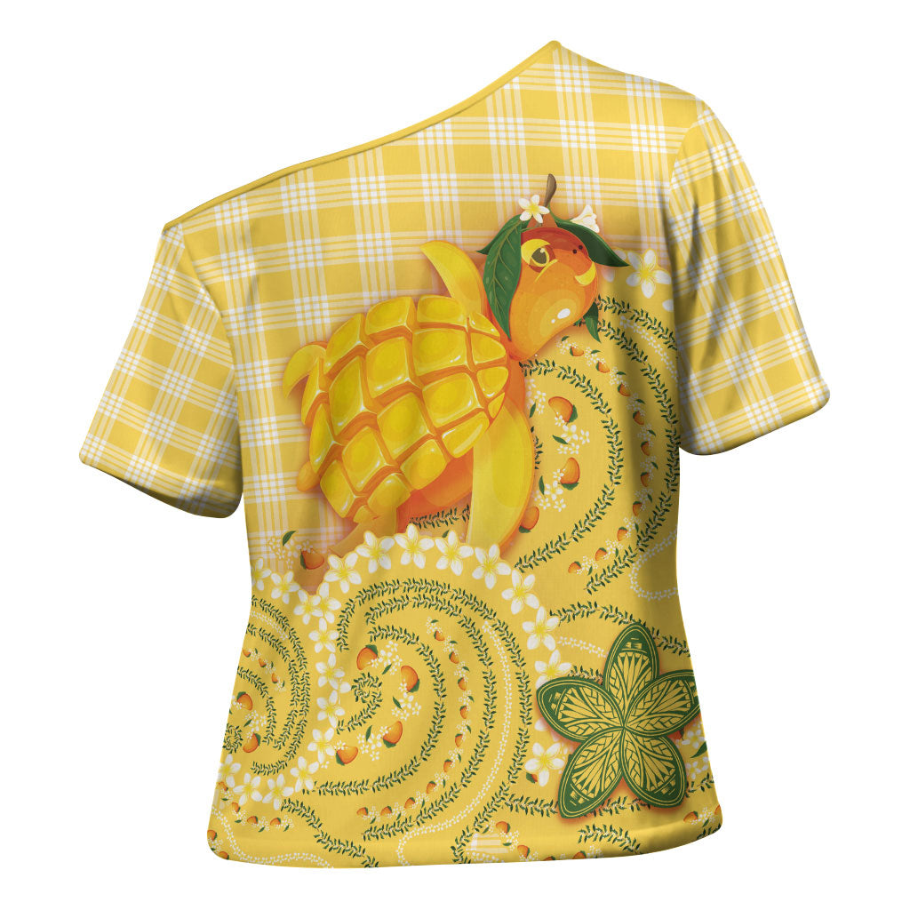 Hawaii Palaka Cross Shoulder Shirt Cute Ripe Mango Turtle On The Waves
