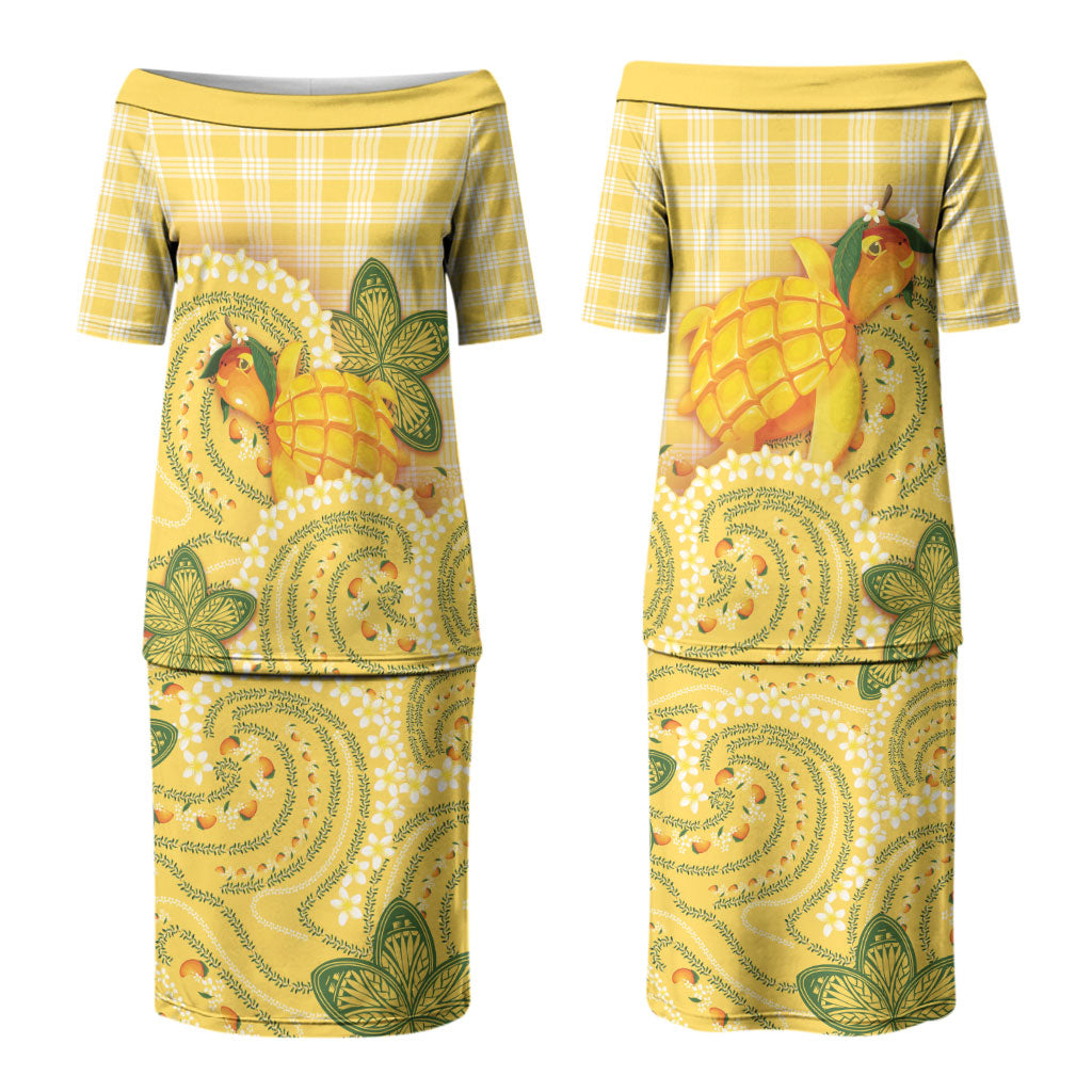 Hawaii Palaka Family Matching Puletasi and Hawaiian Shirt Cute Ripe Mango Turtle On The Waves