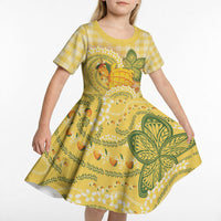 Hawaii Palaka Kid Short Sleeve Dress Cute Ripe Mango Turtle On The Waves