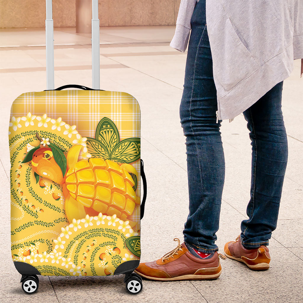 Hawaii Palaka Luggage Cover Cute Ripe Mango Turtle On The Waves