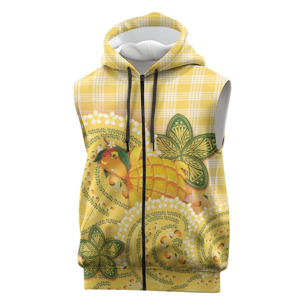 Hawaii Palaka Sleeveless Zip Hoodie Cute Ripe Mango Turtle On The Waves