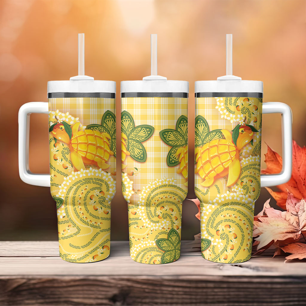 Hawaii Palaka Tumbler With Handle Cute Ripe Mango Turtle On The Waves