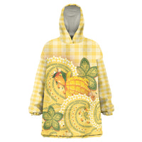 Hawaii Palaka Wearable Blanket Hoodie Cute Ripe Mango Turtle On The Waves