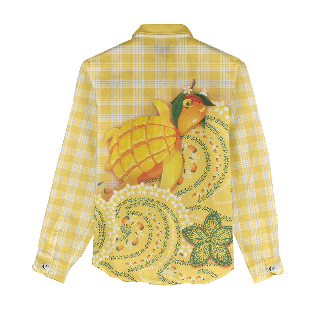Hawaii Palaka Women Casual Shirt Cute Ripe Mango Turtle On The Waves