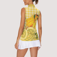 Hawaii Palaka Women Sleeveless Polo Shirt Cute Ripe Mango Turtle On The Waves