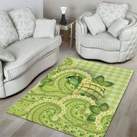 Hawaii Palaka Area Rug Cute Green Mango Turtle On The Waves