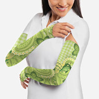 Hawaii Palaka Arm Sleeves Cute Green Mango Turtle On The Waves