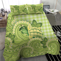Hawaii Palaka Bedding Set Cute Green Mango Turtle On The Waves